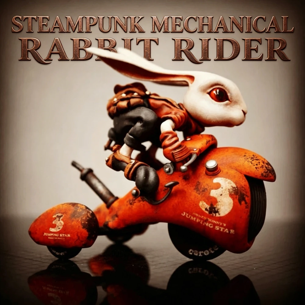 

100mm Length Steampunk Motorcycle Model Rabbit Set Display, Resin Model, Needs To Be Assembled, Unpainted