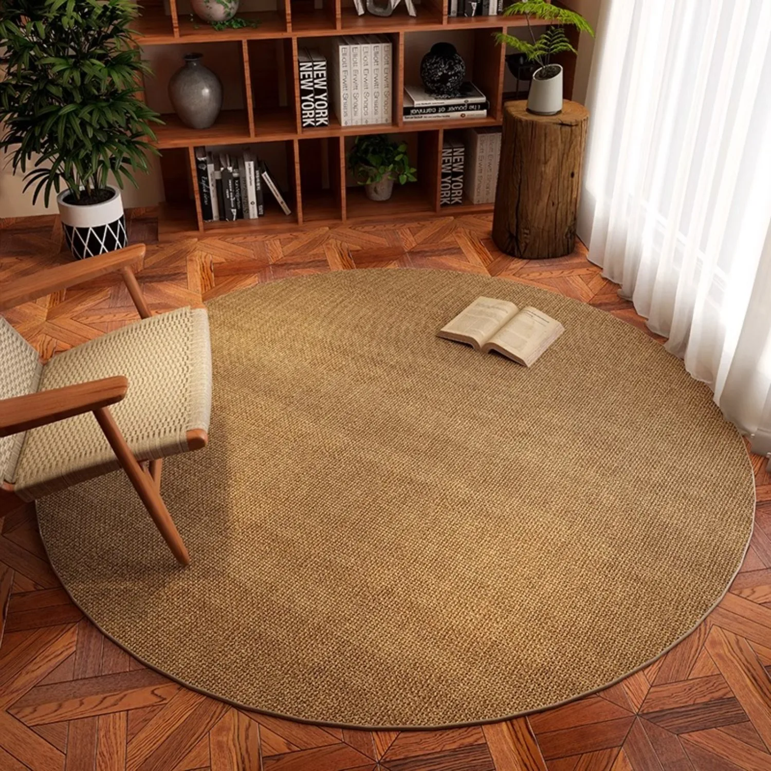 

Brown Round Carpet for Living Room French Simple Bedroom Bedside Soft Rug Home Study Computer Swivel Chair Floor Mat Alfombra 러그