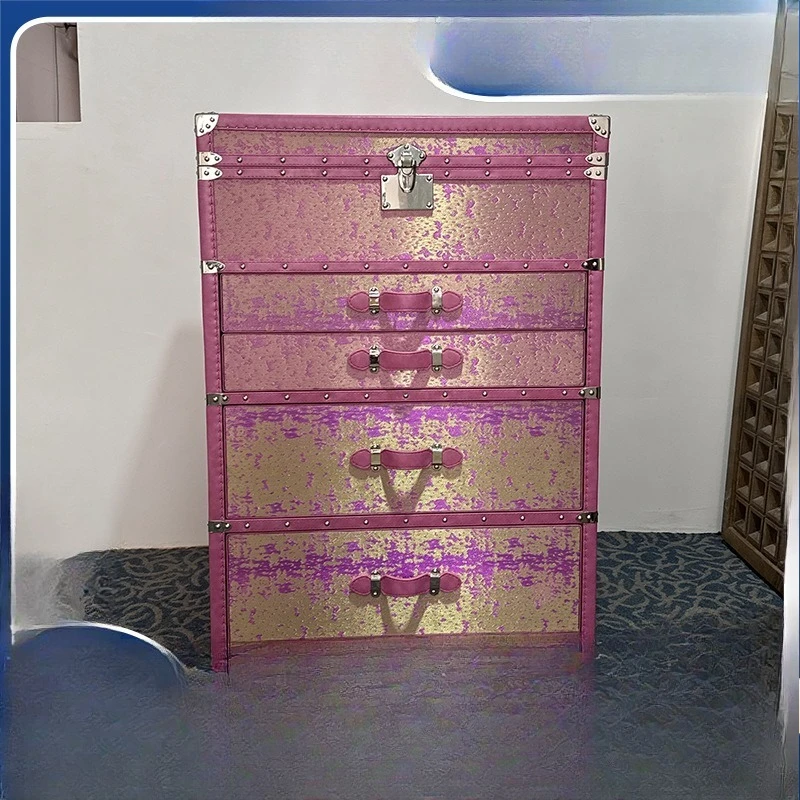 French retro cosmetic cabinet, light luxury high-end with locking hard case, household jewelry jewelry chest
