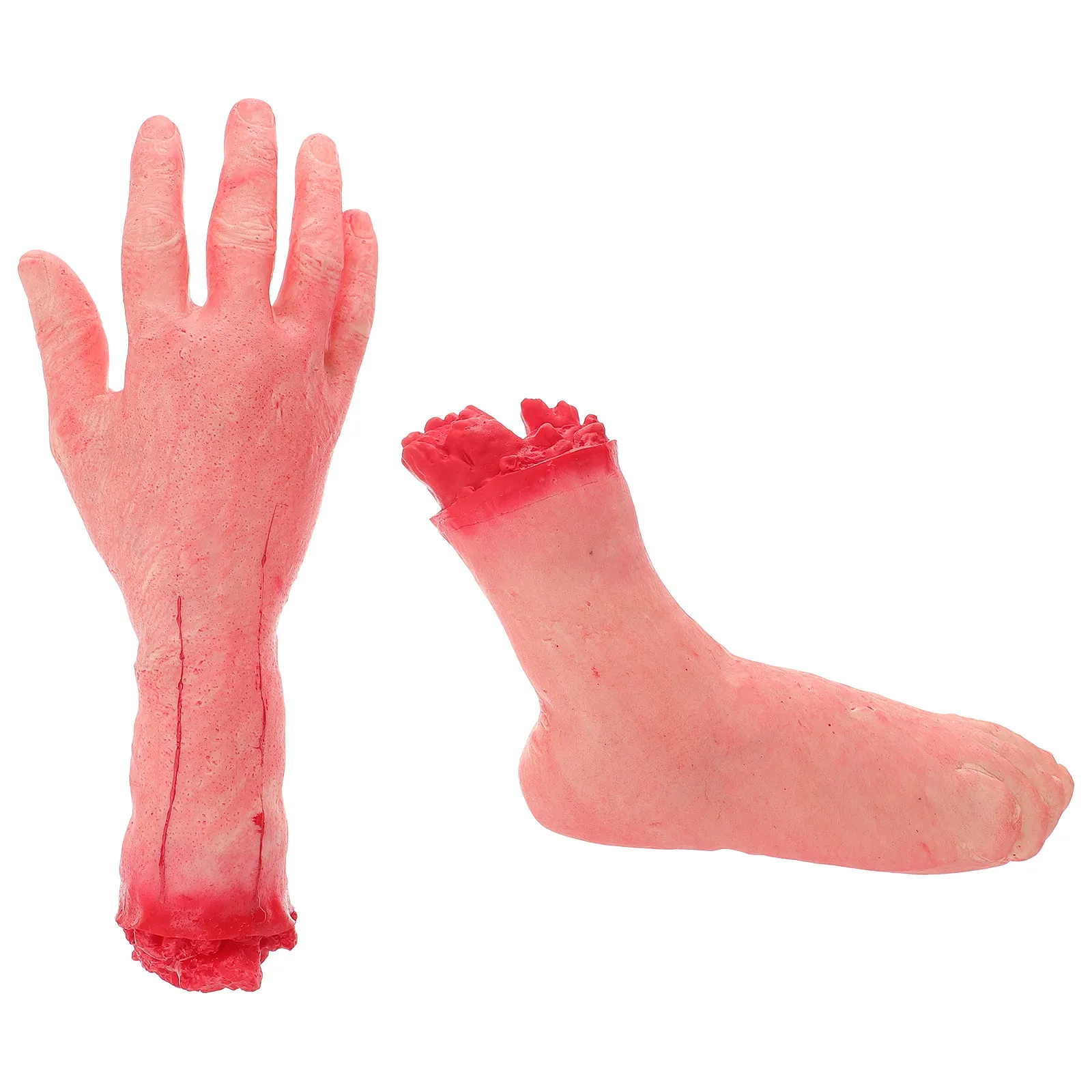 

2Pcs Premium Fake Hand Foot Trick Props Two Styles Hands Feet Halloween Party Supplies Prank Tools Simulating Props Fun Party