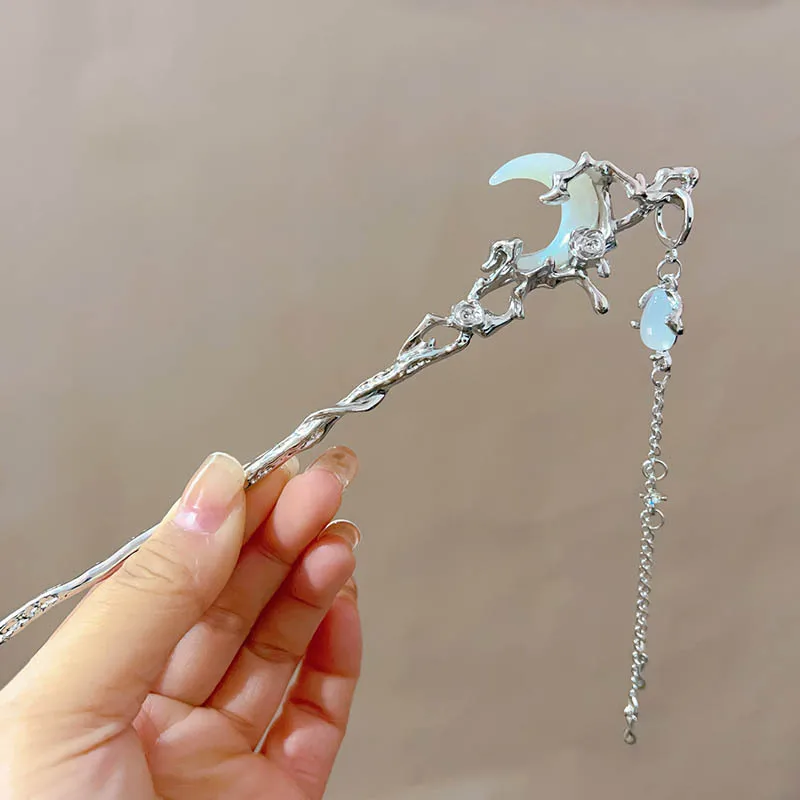 

New Chinese-style high-end, niche design crescent-shaped hairpins, women's updo hairpins, hair accessories and headwear