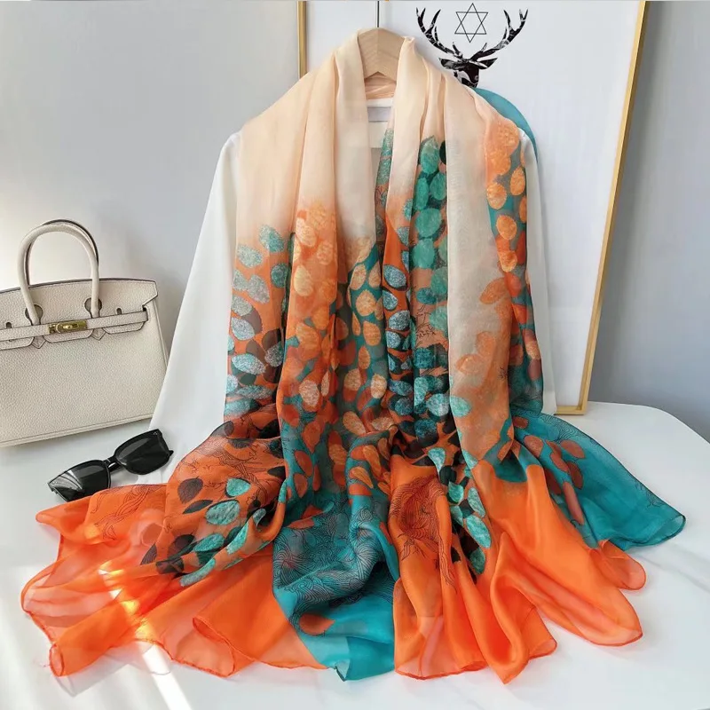 New Scarf Hijab Luxury Brand Women Summer Silk Scarves Wrap Shawl Soft Beach Pareo Fashion Foulard Hijabs For Women