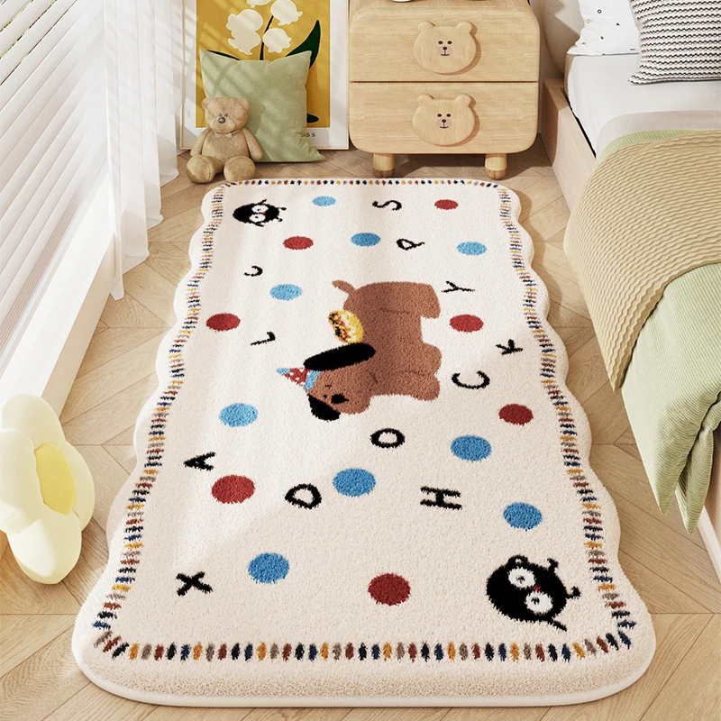 Cartoon Style Rugs for Bedroom Irregular Shapes Living Room Decoration Carpet Thickend Anti-slip Bedside Floor Mat Home Soft Rug