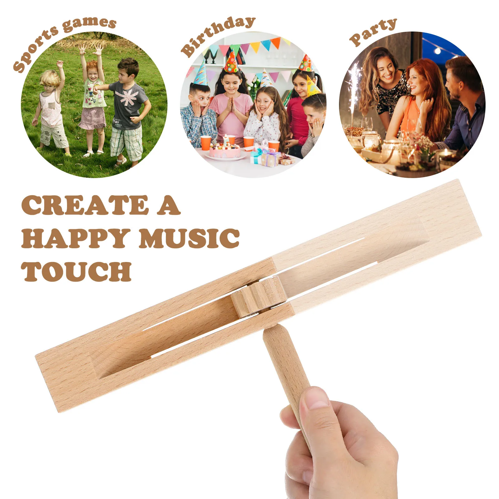 2pcs Wooden Castanets Toys Compact Safe Educational Rhythm Percussion Instrument Eco Friendly Kids Musical Gift