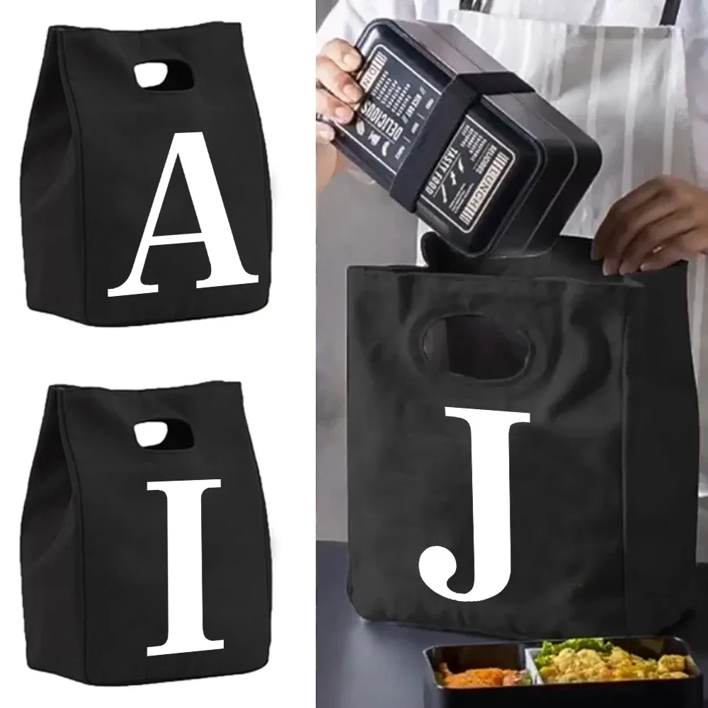 

Insulated Lunch Bag Portable and Environmentally Friendly Refrigerated Handbag Lunch Picnic Food Handbag White Letter Pattern