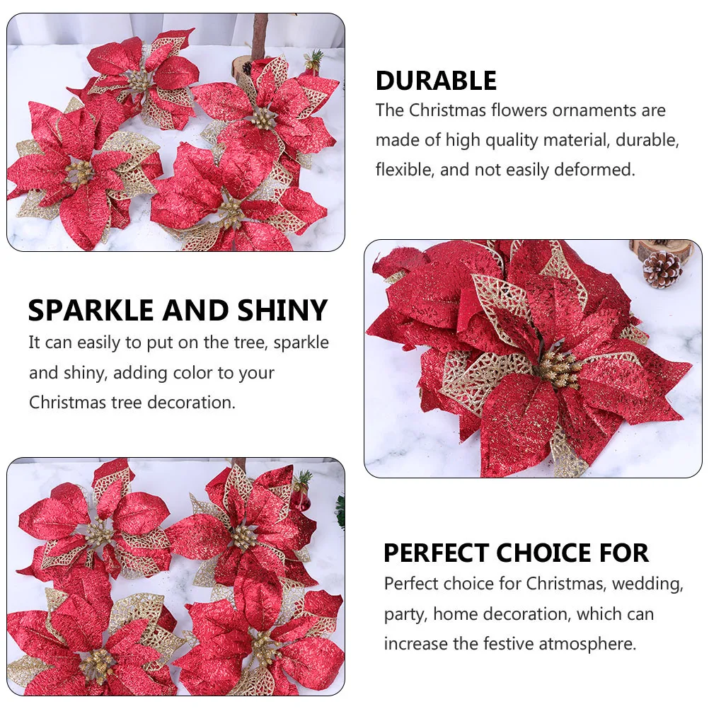 

5 Pcs Decoration Simulated Christmas Flowers Decorations Artificial Adornment Supplies
