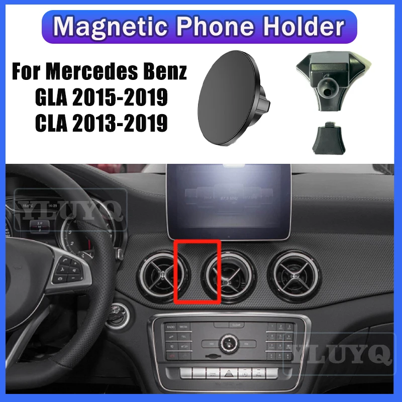 

For Mercedes Benz GLA X156 2015-2019 CLA C117 Car magnetic phone holder Gravity navigation stand 360° rotatable Car accessories