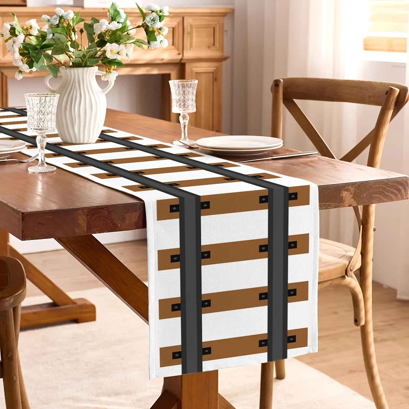 Bieżnik na stół z motywem zach – Linen Table Runner recenzja i cena