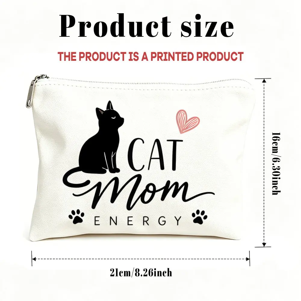 Makeup Cosmetic Bag and Toiletry Pouch Gift Bag Women Cat Mom Energy Makeup Bag for Mom Daughters Friends Ideal Gifts Travel