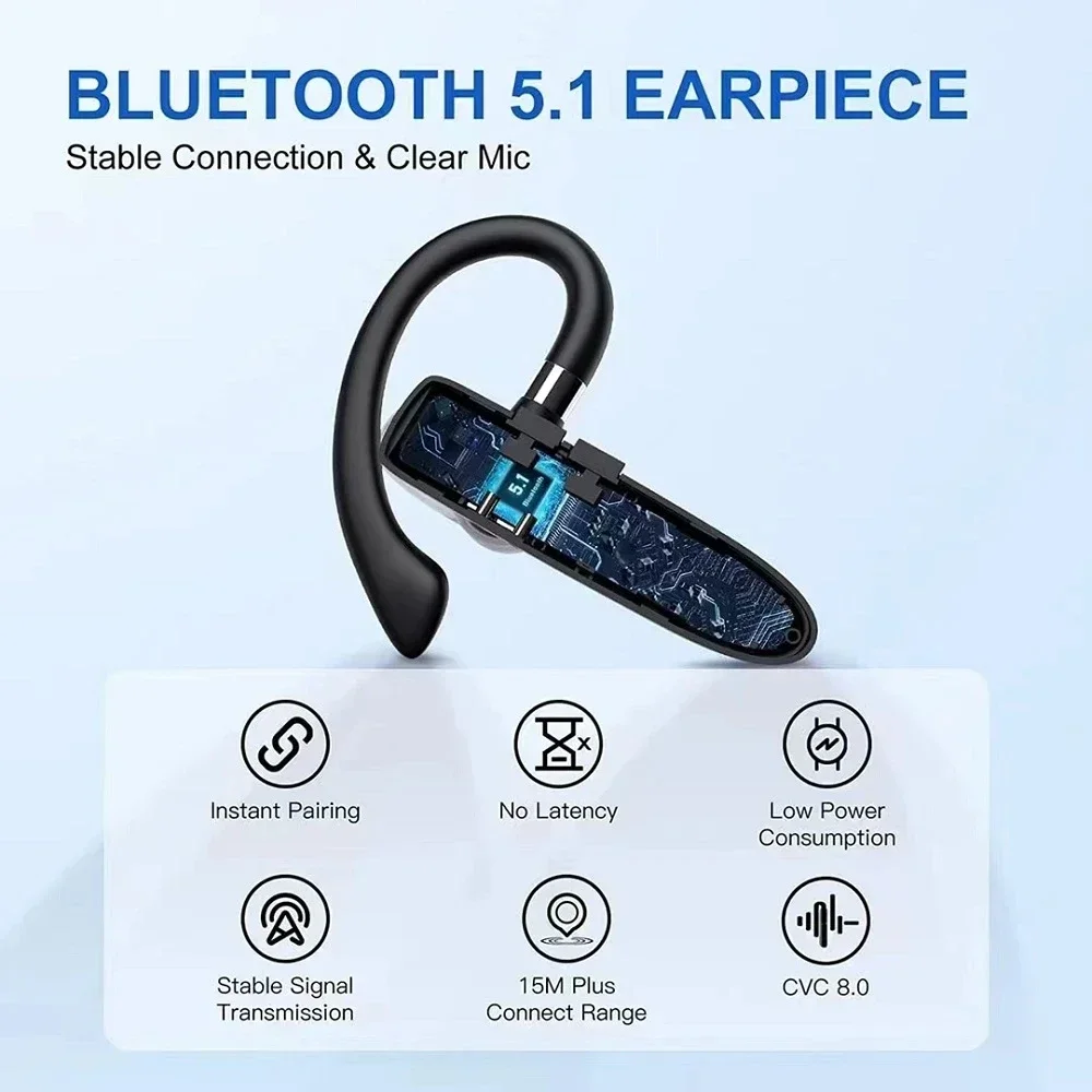 Earphone Headphone Nirkabel Bluetooth dengan Mikrofon ENC Headset Bicara Bebas Genggam Peredam Kebisingan Bisnis Auriculares Mengemudi