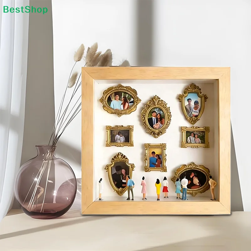 ♥DIY Mini Museum Silhouette Box Kit - Miniature Photo Frame & Figurine Set for Custom Memory Display, Creative Shadow Box Decor