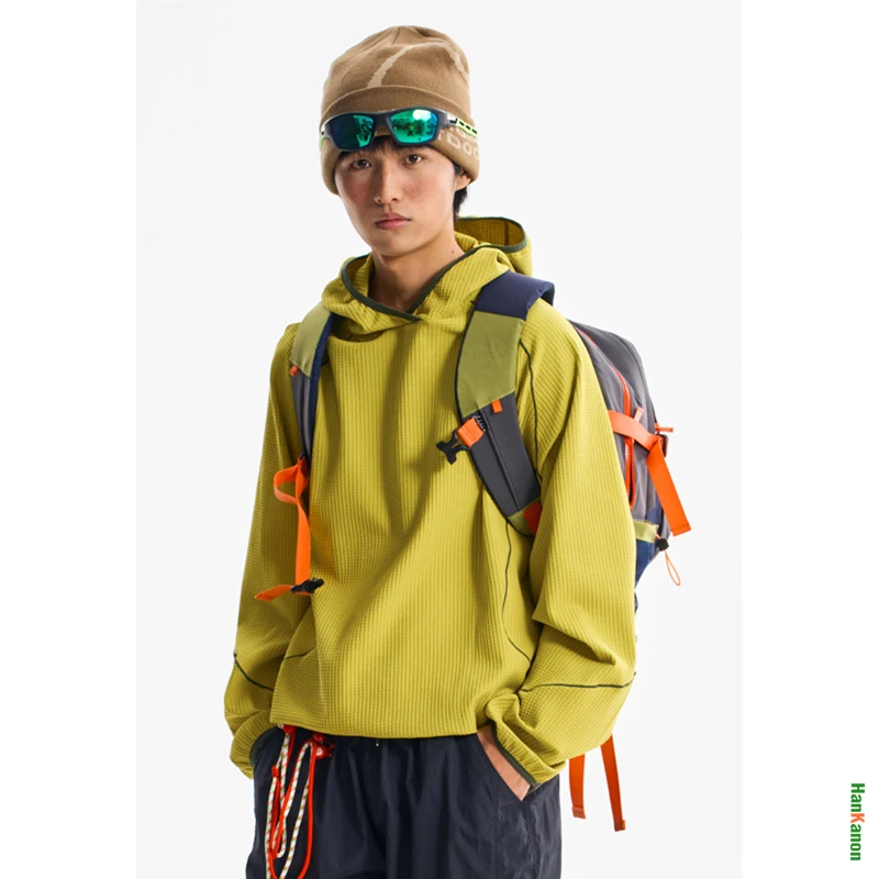 

Быстросохнущая дышащая толстовка с капюшоном из вафельного трикотажа для весенне-летних видов спорта на открытом воздухе, унисекс