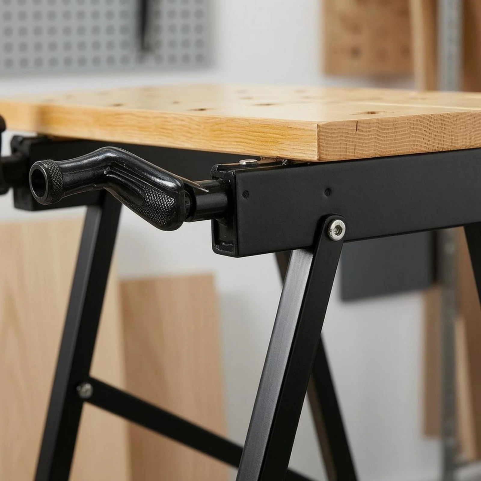 Folding Workbench Foldable Portable Workbench Folding Work Table Round Holes Shop Gear Easy Storage for Woodworking