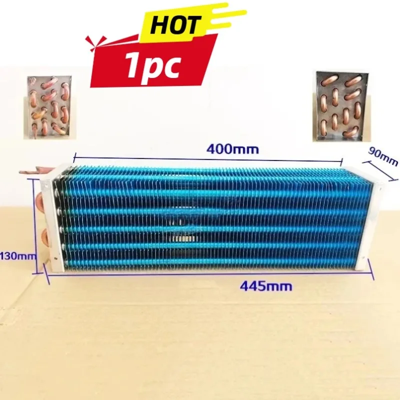 445 × 130 × 90mm Copper Tube Aluminum Fin Air-cooled Heat Exchanger, Refrigerator Freezer Evaporator Condenser Heat Dissipation