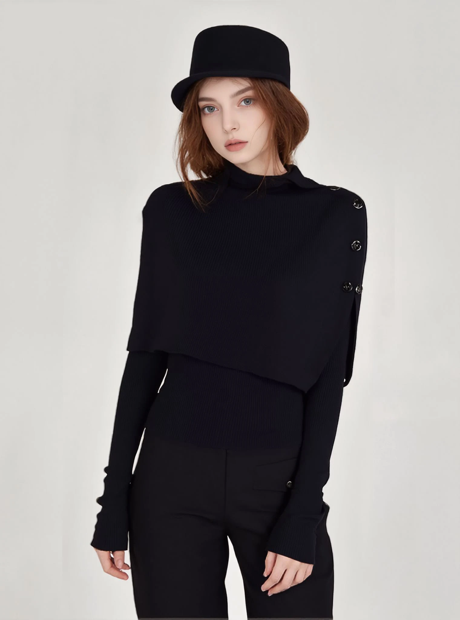 

Bla Cloak Knitted Sweater True Two-Piece Slimming Base Layer Commute Sle Long Sve Winter Warm Color Coat