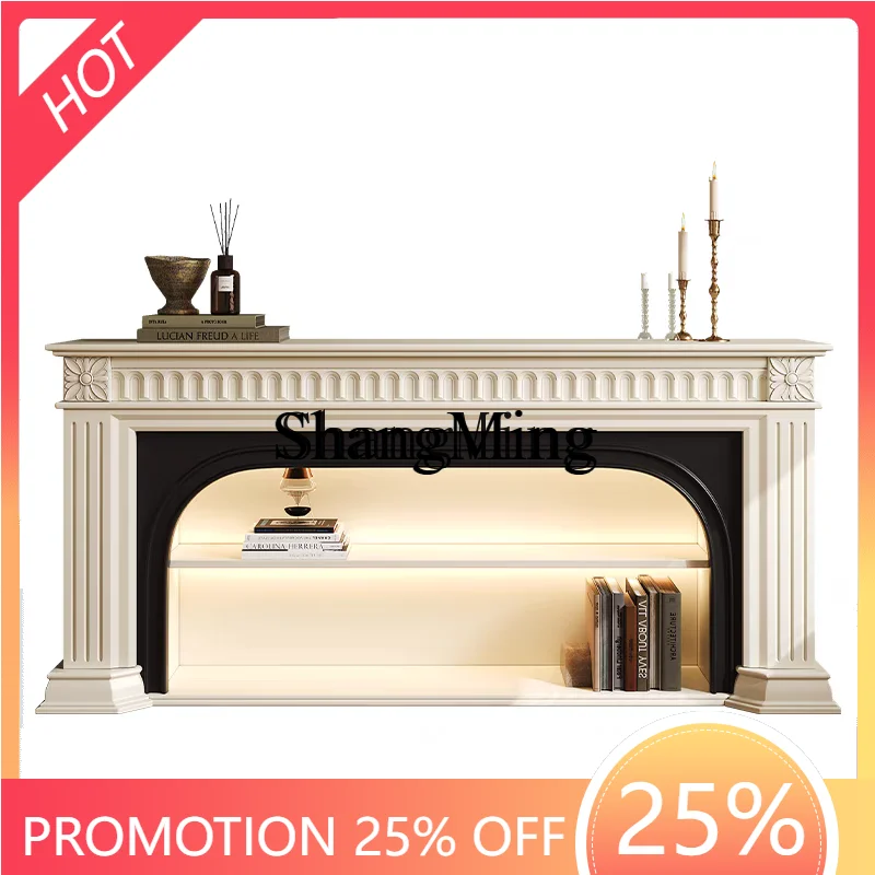 

ZYY premium exquisite simple modern carved medieval fireplace cabinet net red light strip locker rack TV cabinet