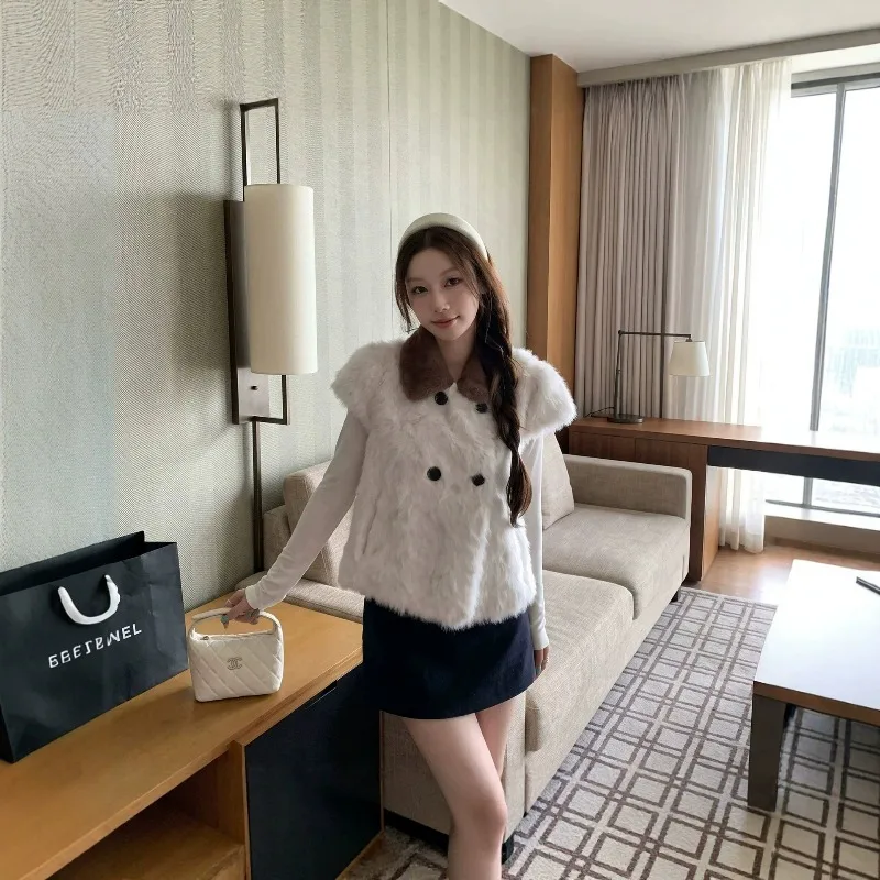 Short Top Waistcoat Women Simple Warm Women's Clothing New Autumn Winter All-in-one Eco-friendly Fur Vest Small Cape Fur Coat