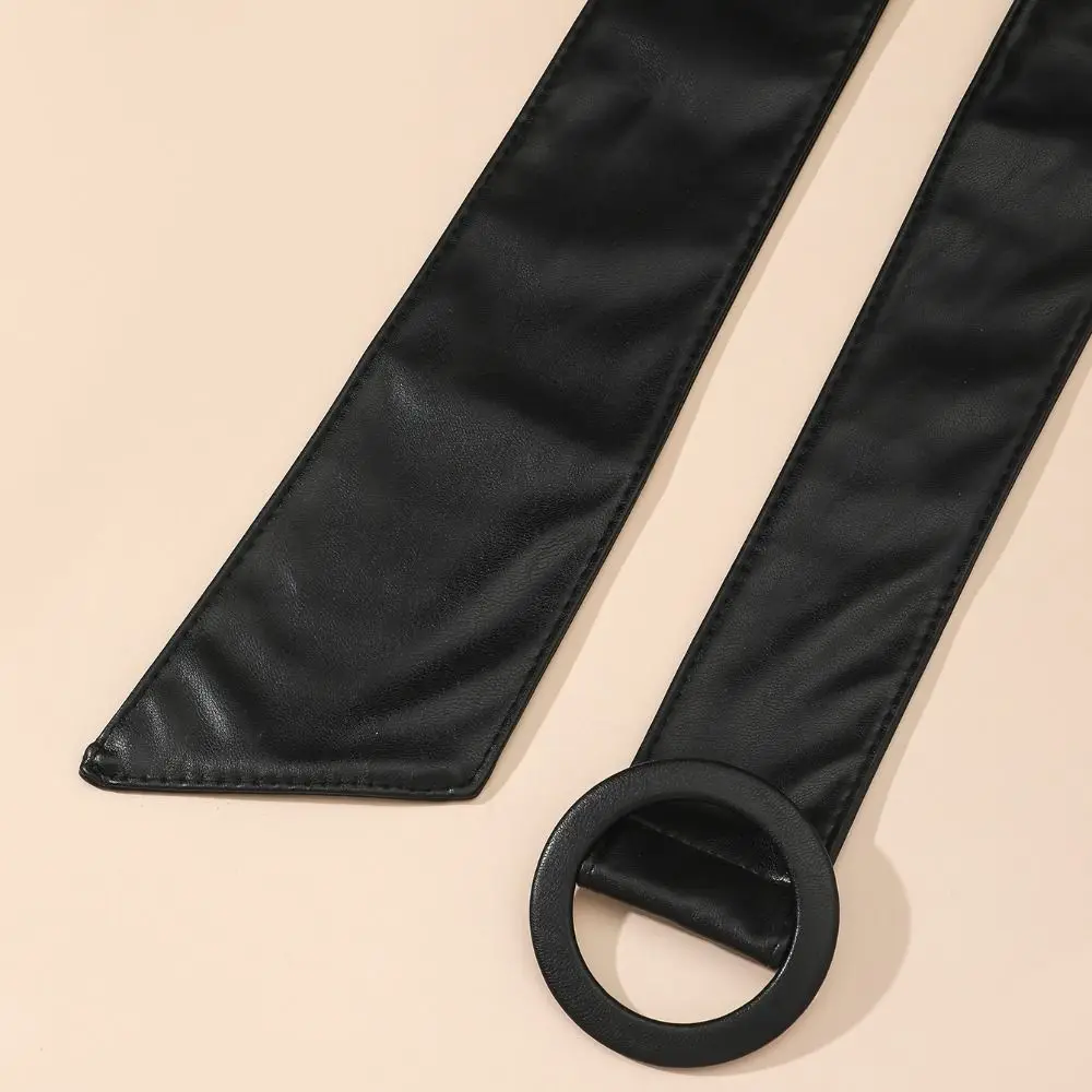 Adjustable Length Faux Leather Waist Belt Soft Wide Wide Waist Belt Faux Leather Self-Tie Closure Self-Tie Belt