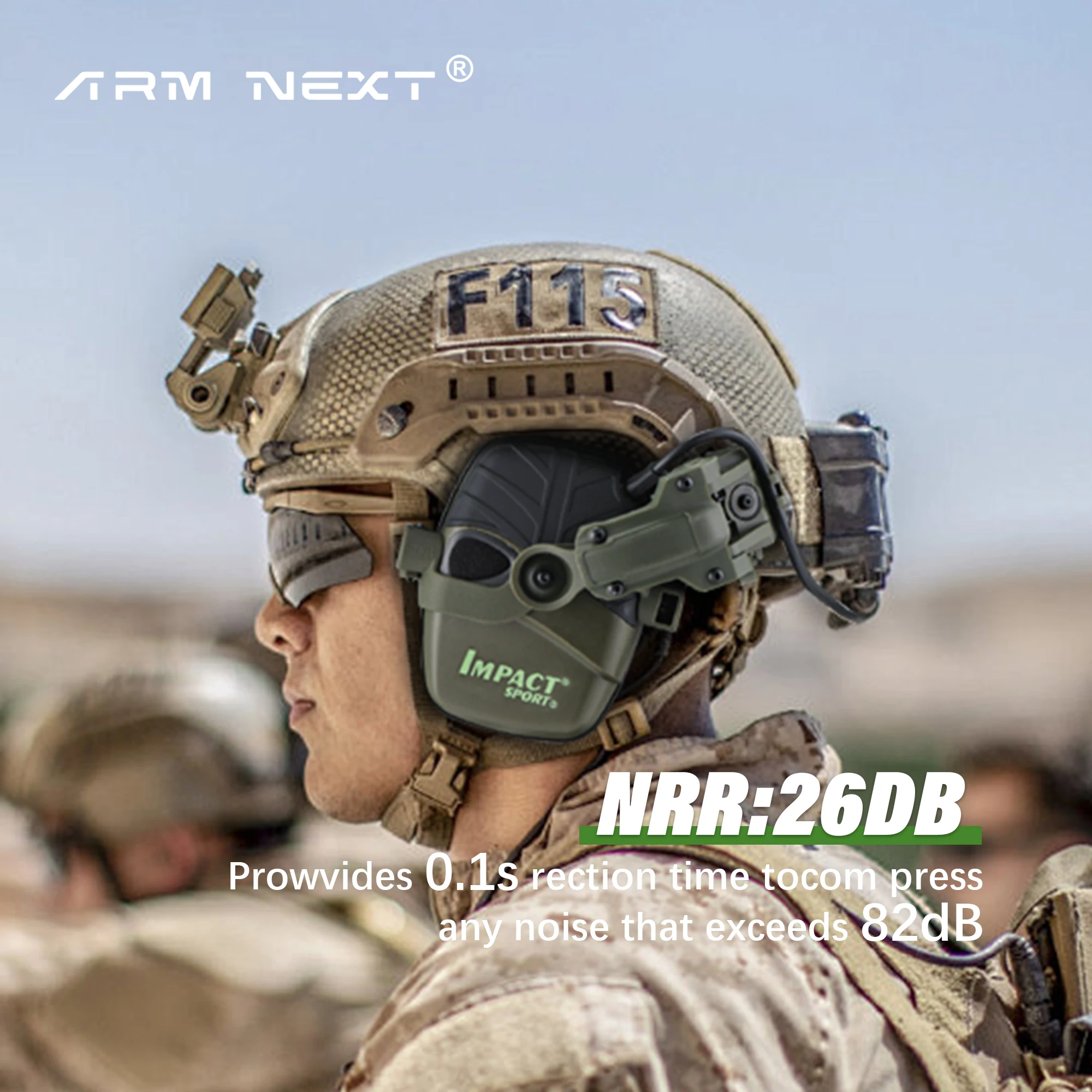 Tactical Helmet Mounted Electronic Earmuff FAST Rail Compatible Sound Amplification Noise Reduction Headset for Shooting Hunting