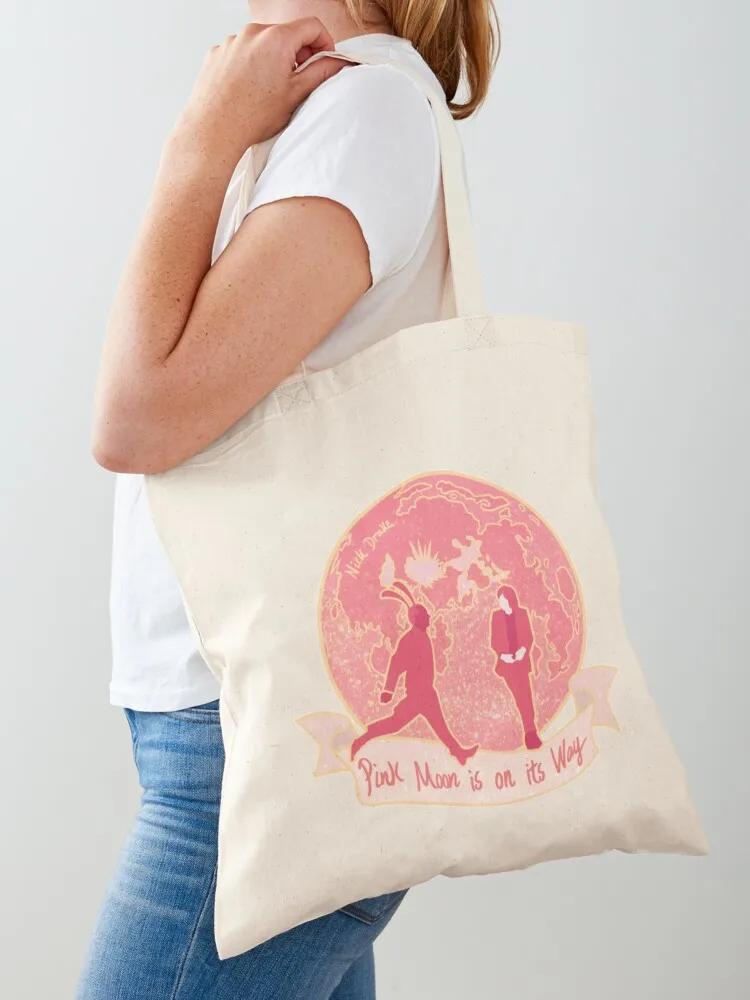 Nick Drake Pink Moon Tote Bag supermarket folding bag tote bag men's Portable shopping Women's beach bags Canvas Tote