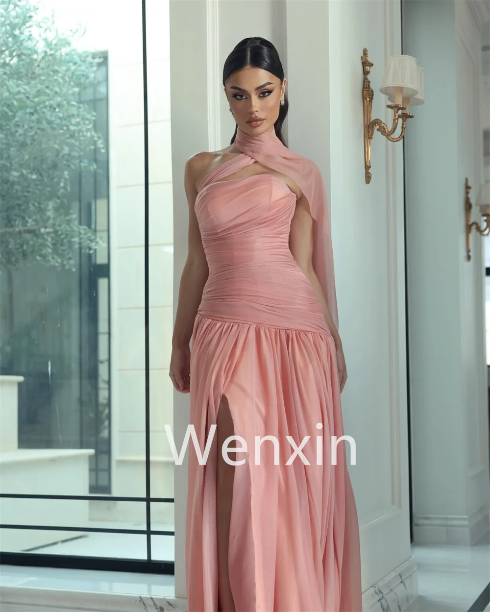 

Изысканные шифоновые вечерние платья по индивидуальному заказу, мягкие платья для выпускного вечера без бретелек, современные платья со шлейфом для особых случаев