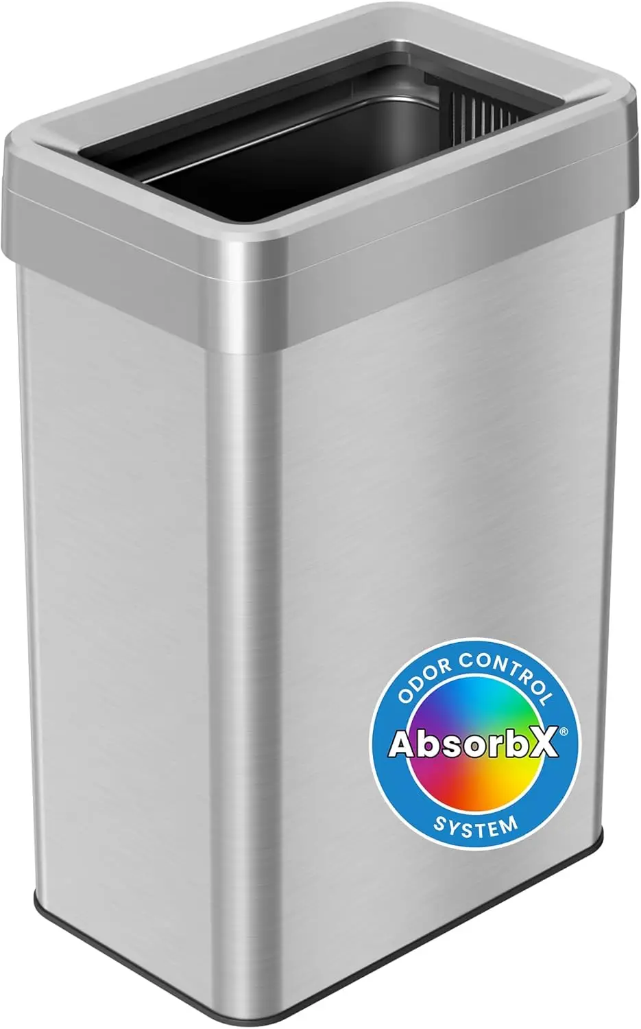 

16 Gallon Rectangular Stainless Steel Trash Can with Double Odor Filters for Home, Office, Garage, Retail, Restroom