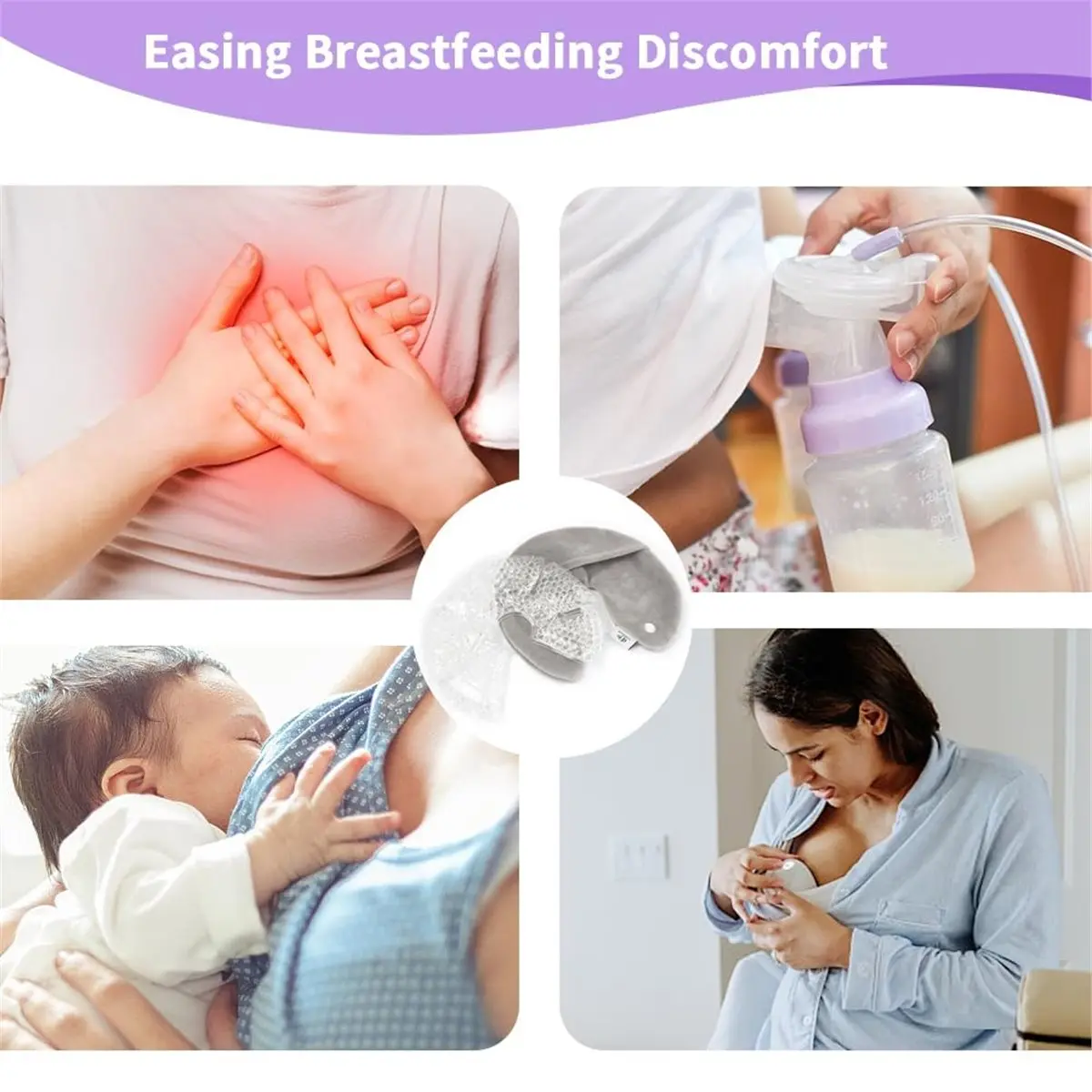 [NEW] 2Pcs Breast Ice Packs, Breast Therapy Pack for Engorgement Hot and Cold Breastfeeding Gel Pads for Relieve Clogged Ducts