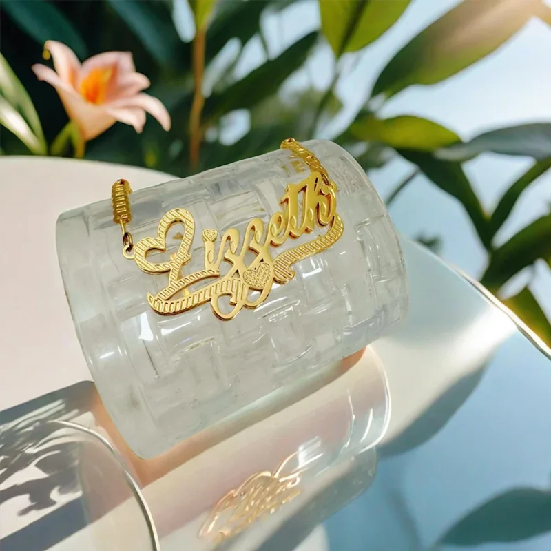 

Personalized Name Necklace for Women Custom Gold Nameplate Pendant Stainless Steel Chain Heart Customized Jewelry Gift Accessory
