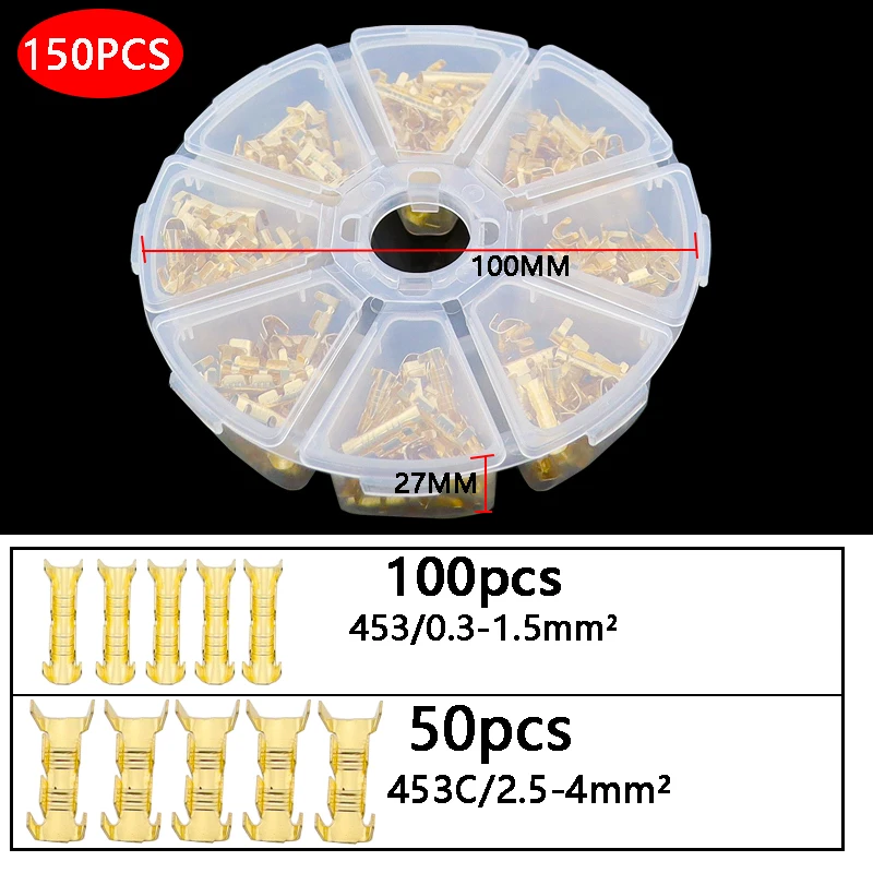 105/150/260/480 pcs /box 453 453C U-shaped terminal tab cold inserts connectors cold terminal small teeth fascia terminal