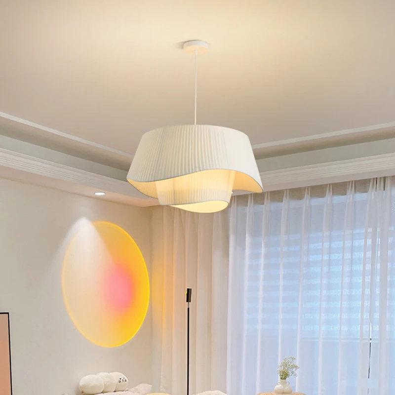 Retro Ins-Style Cream Fabric Chandelier For Bedroom Nordic Living/Dining Room Romantic Attic Lighting Ceiling Lamp