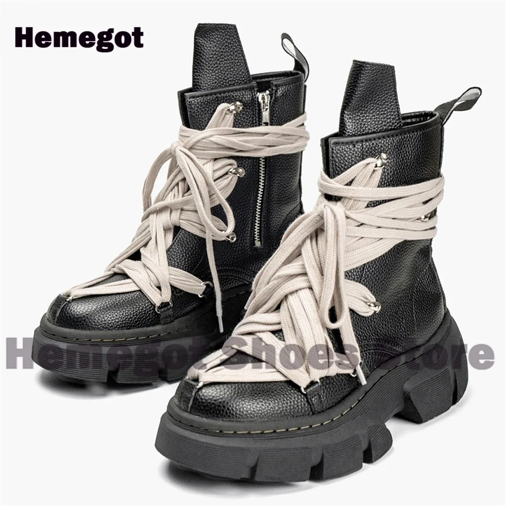 Cross Strap High-Top Boots for Men Side Zippers Outdoor Booties Male Shoes Unisex Luxury Handmade Novelty Shoes New in Boots s