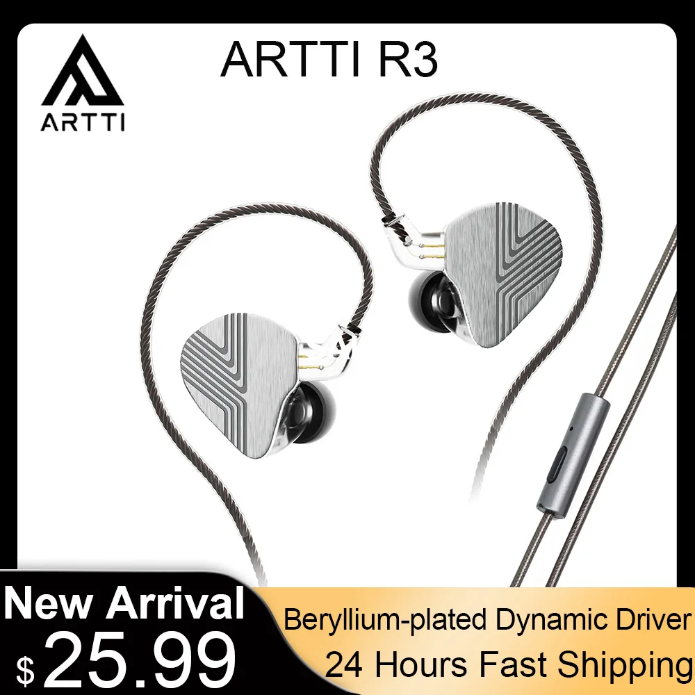 

ARTTI R3 New HiFi Earphone In-Ear Wired IEMs Beryllium-plated Dynamic Driver Monitor Earphone 3.5mm/type c Mic Detachable Cable