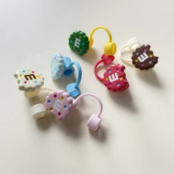 Bonita tapa de cubiertas de paja de galleta para vaso de taza Stanley, accesorios de 40oz, termo de silicona Kawaii, adornos de paja para pajitas de 10mm