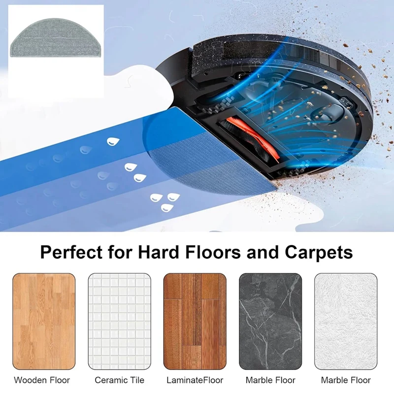 10 PCS Mop Pads for V8 Pro Robot Vacuum Cleaner Accessories Replacement Washable Mop Cloth-A50M