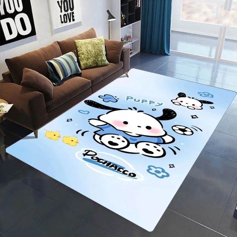 سجادة أرضية مطبوعة من Kawaii Sanrio Pochacco مساحة كبيرة غير قابلة للانزلاق لتزيين غرفة المعيشة والأريكة وغرفة النوم، لطيفة جدًا وجمالًا