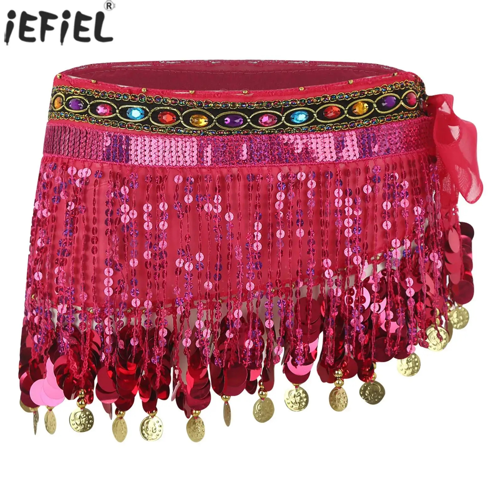 Belly Dance Costume Clothes Indian Dance Belt Bellydance Waist Chain Hip Scarf for Women Cha-Cha Tango Dancing Party