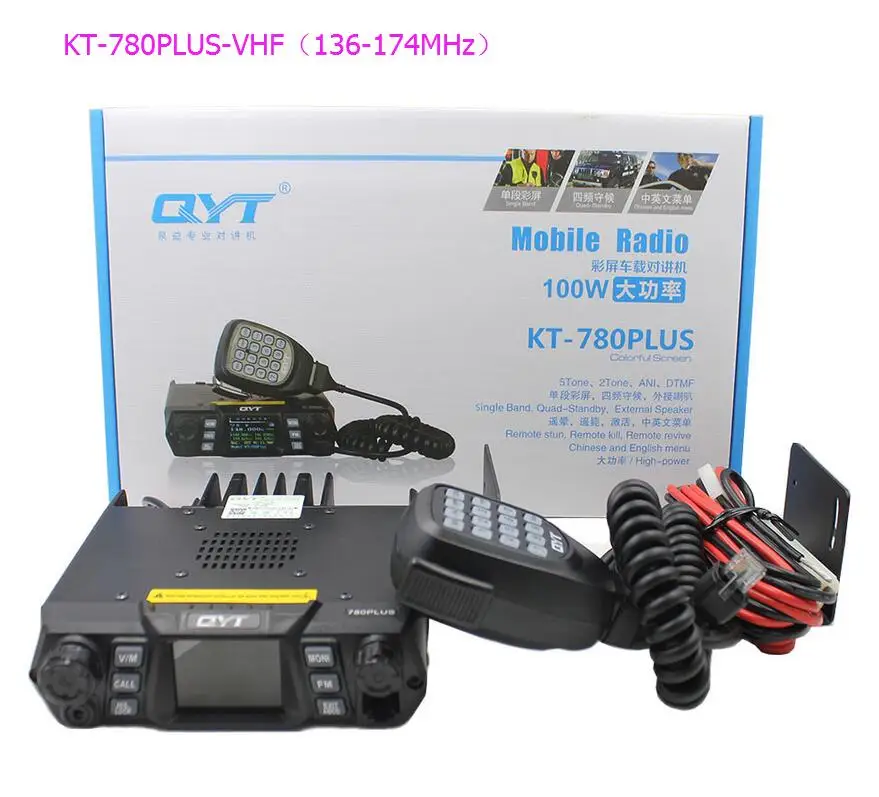 QYT KT-780Plus Ultra High Power Car Walkie Talkie Radio 100W Including Large Microphone Frequency Range 400-470 Mhz