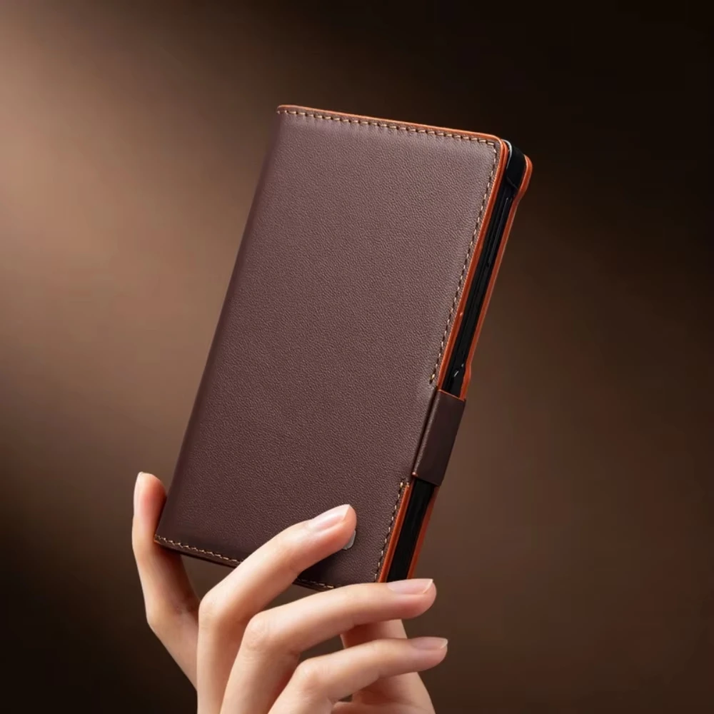 For Samsung Galaxy Z Fold8 Fold 8 Ultra NAPPA Genuine Leather Magnetic Flip Case With Magsafe Business Cowhide Cover For Fold8