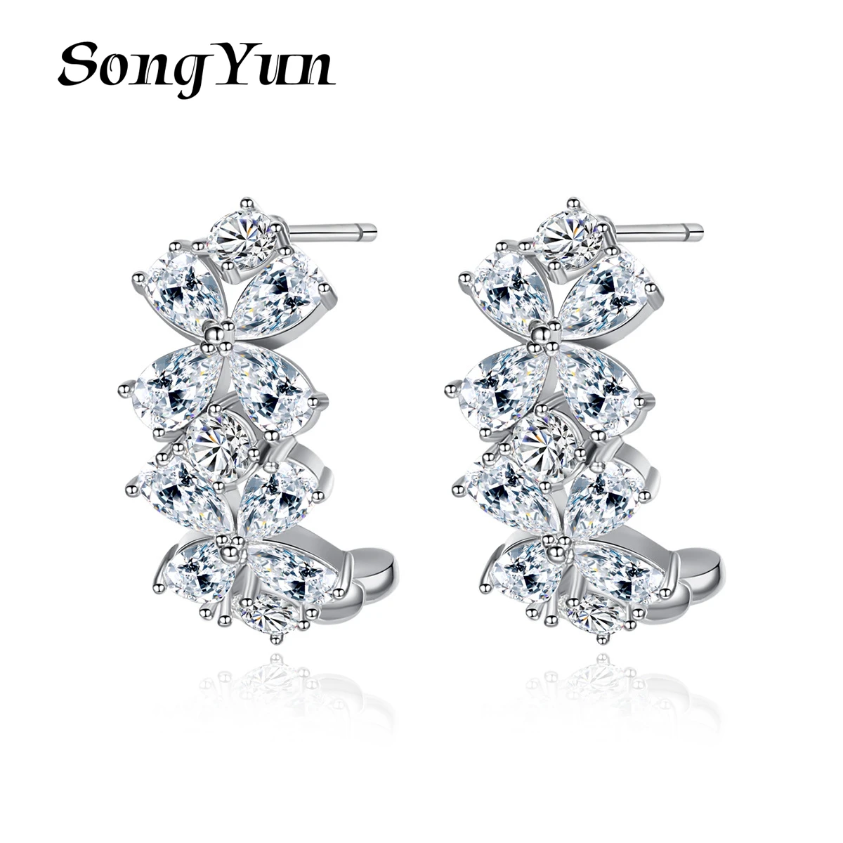 

SongYun Jewelry MHT Quality Brass Stud Earrings Dangle CZ 7A Zircon Mother Day Gift Elegant Jewelry Women Earring Jewelry