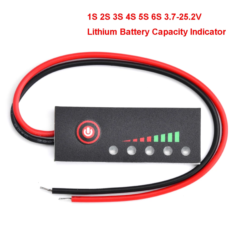 

1S 2S 3S 4S 5S 6S Lithium Battery Li-po Li-ion Capacity Indicator Board Power Display Charging Charge LED Tester 3.7-25.2V