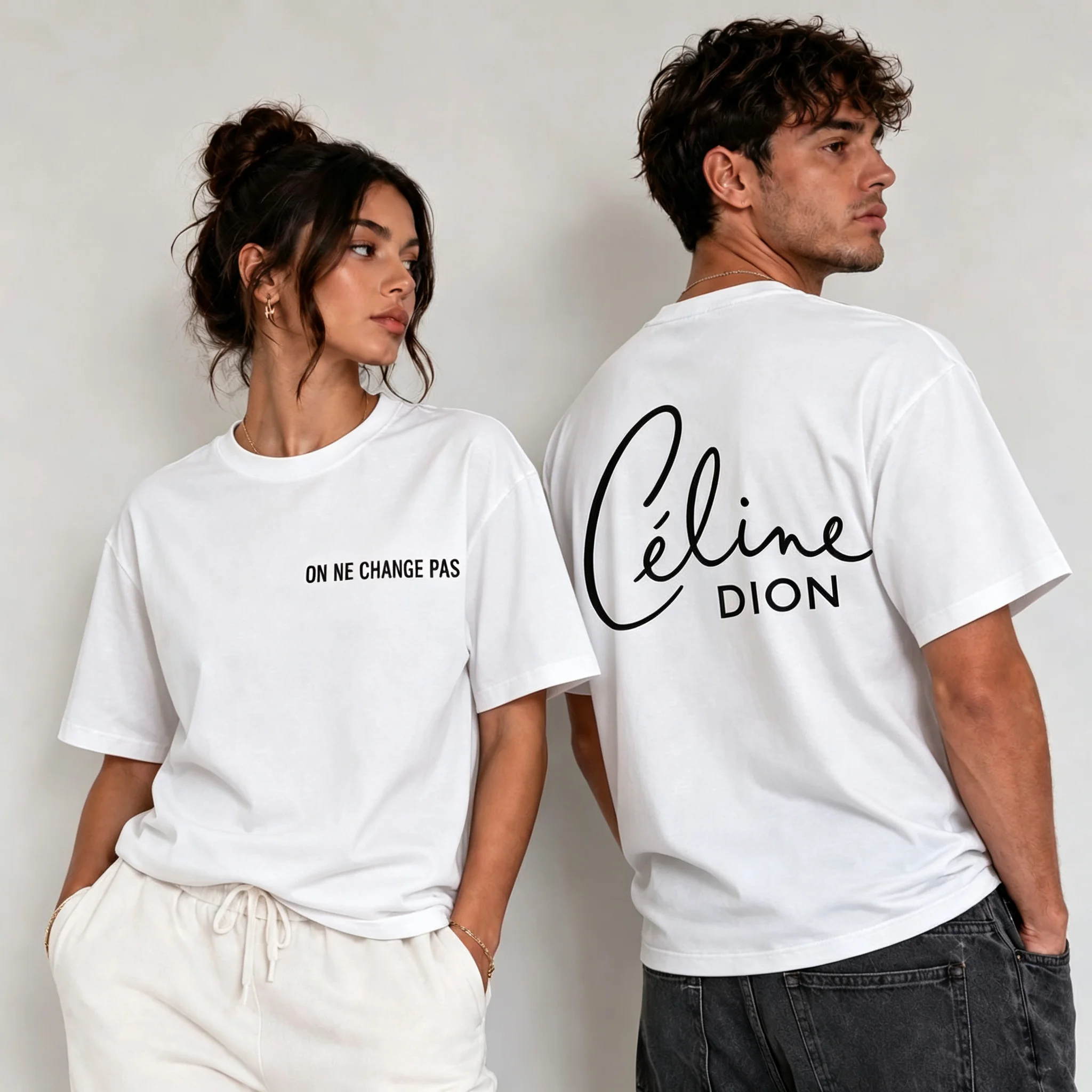 2026 New Celine Dion Paris 2026 Family Matching Unisex Oversized T Shirt Front Text Back Large Tour Letter Print Streetwear Tee