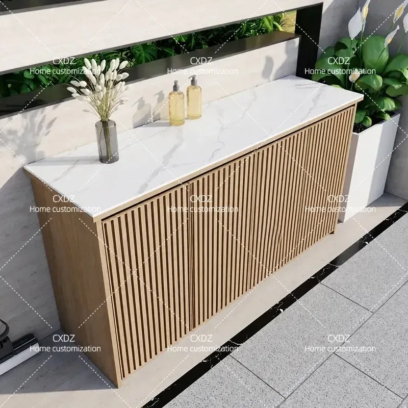 Outdoor All Aluminum Alloy Locker Waterproof Sunproof Garden Console Multifunctional Storage Utility Cabinet Shoe Rack
