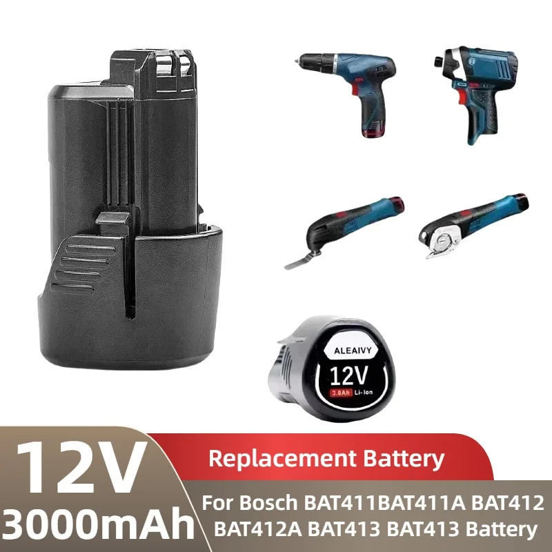 

Li-ion Rechargeable Battery for Bosch, Battery Charger, 12V, 10.8V, 3.0Ah, BAT411, BAT411A, BAT412, BAT412A, BAT413, BAT413