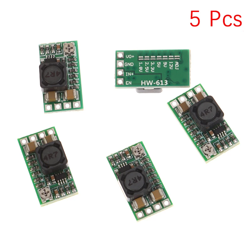 

5-Piece Adjustable Power Supply Modules for Vehicles, DC-DC Buck Converter, Range 4-20V12V to 5V3A.