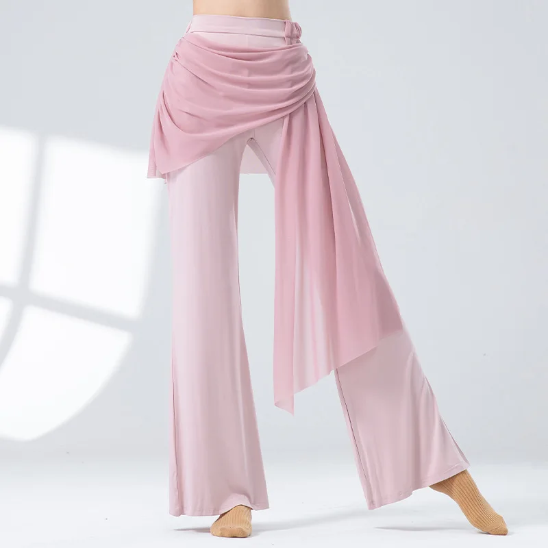 سروال الرقص الكلاسيكي - قماش شبكي مع كشكش وخصر مطاطي، مناسب لممارسة الرقص الحديث وتدريبات اللياقة البدنية.