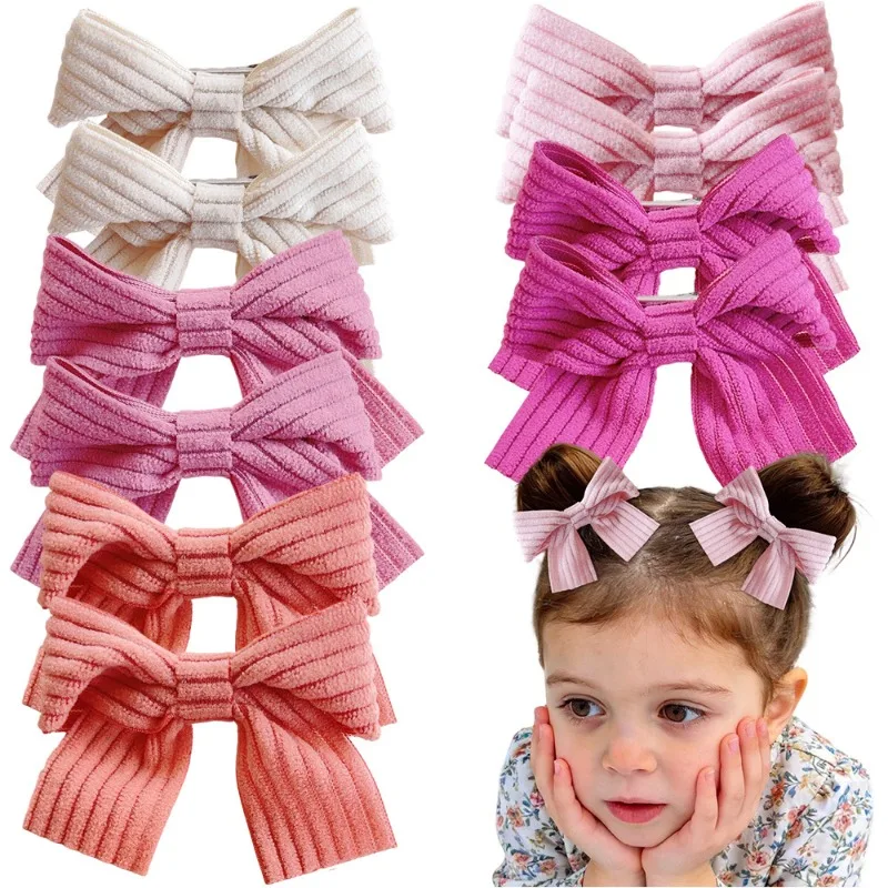 

2 шт. вязаные заколки для волос с бантом, однотонные, для девочек, очаровательные, надежные, модные, игривые, стильные, новые аксессуары для волос для детей, для повседневных причесок
