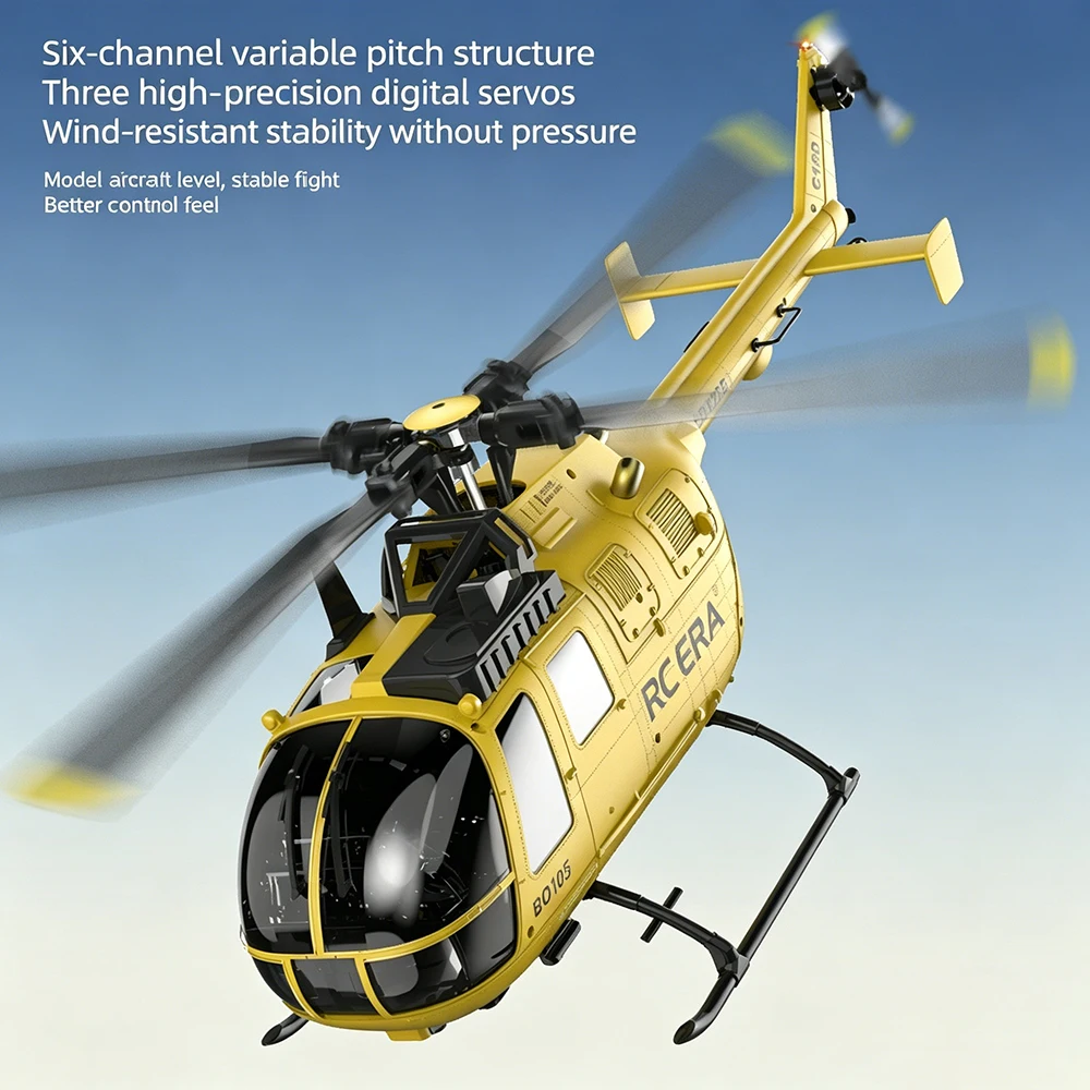 NEW 1:25 C180 RC Helicopter BO105 6CH Brushless with Optical Flow Positioning 3D Stunt Single Propeller No Aileron Plane Toys