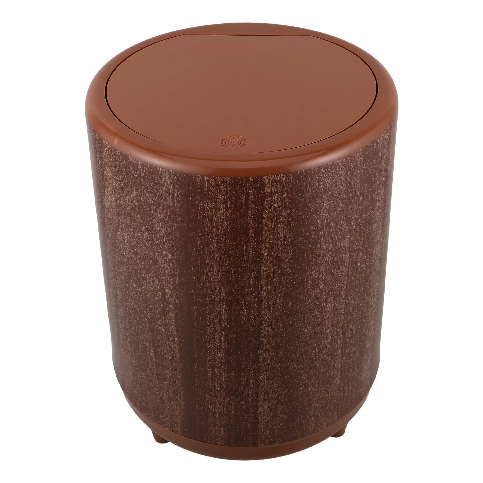 

12L Round Press Lid Trash Can Wood Grain Finish Slim Design For Bathroom Kitchen Office Hotel Indoor Use Lidded Garbage Bin