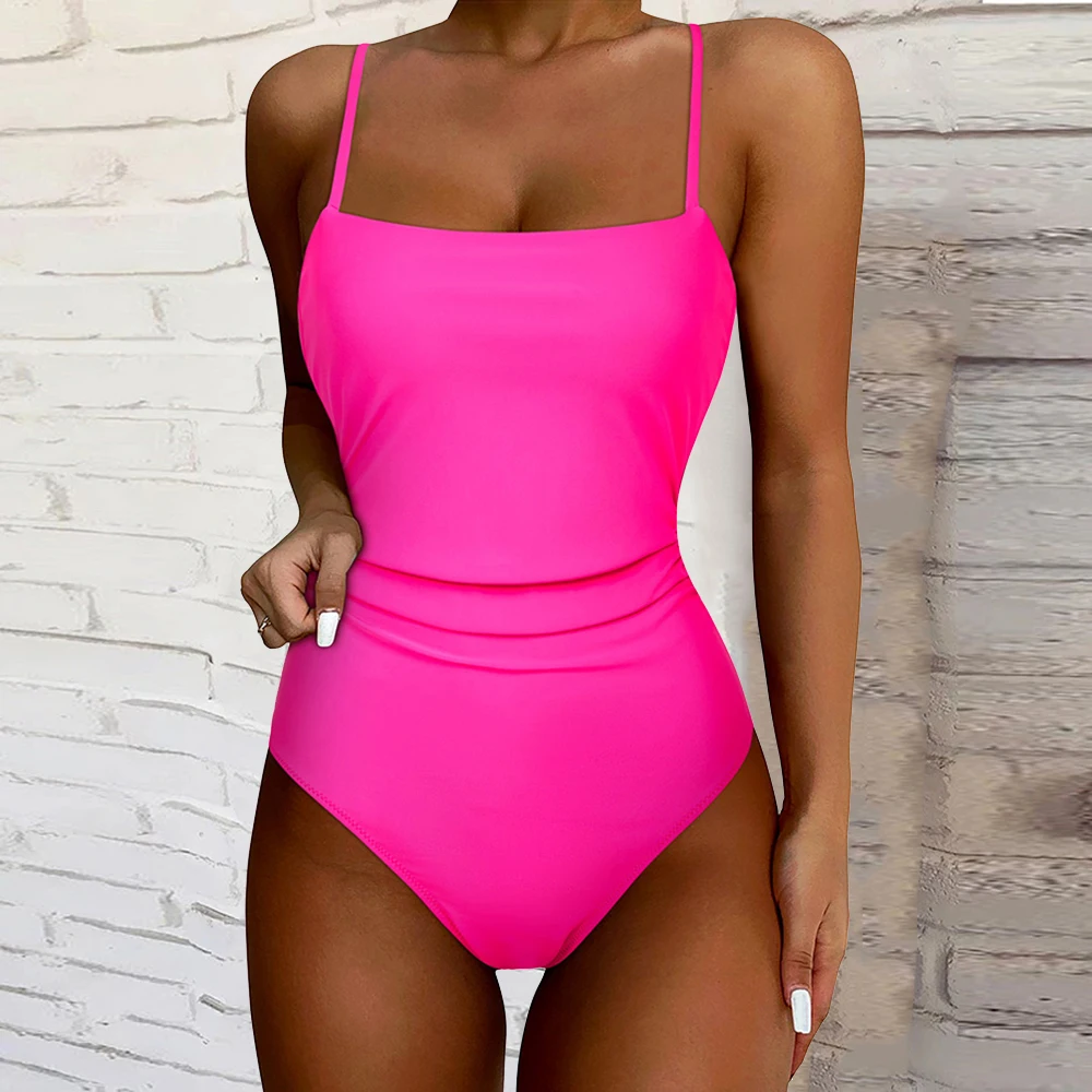 2024 One Piece Swimsuit Women Sexy Solid Swimwear Summer Swimming Push Up Bathing Suits Beachwear Monokini Swimsuit Female