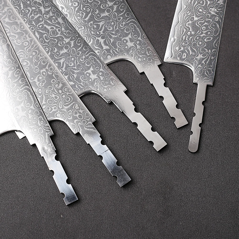 TURWHO 1-7PCS DIY Hand Forged Chef Knives Blank Blade Japanese Damascus Steel AUS-10 Kitchen Knife Knife Making Handmade Knife